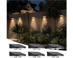 sojupcal Buitenzonnewandlampen - 6-pack - energie - Superheldere zonnewandlampen - Geschikt voor buitenmuren - 2 lensspots - Geschikt voor tuinen, schuttingen en patio's