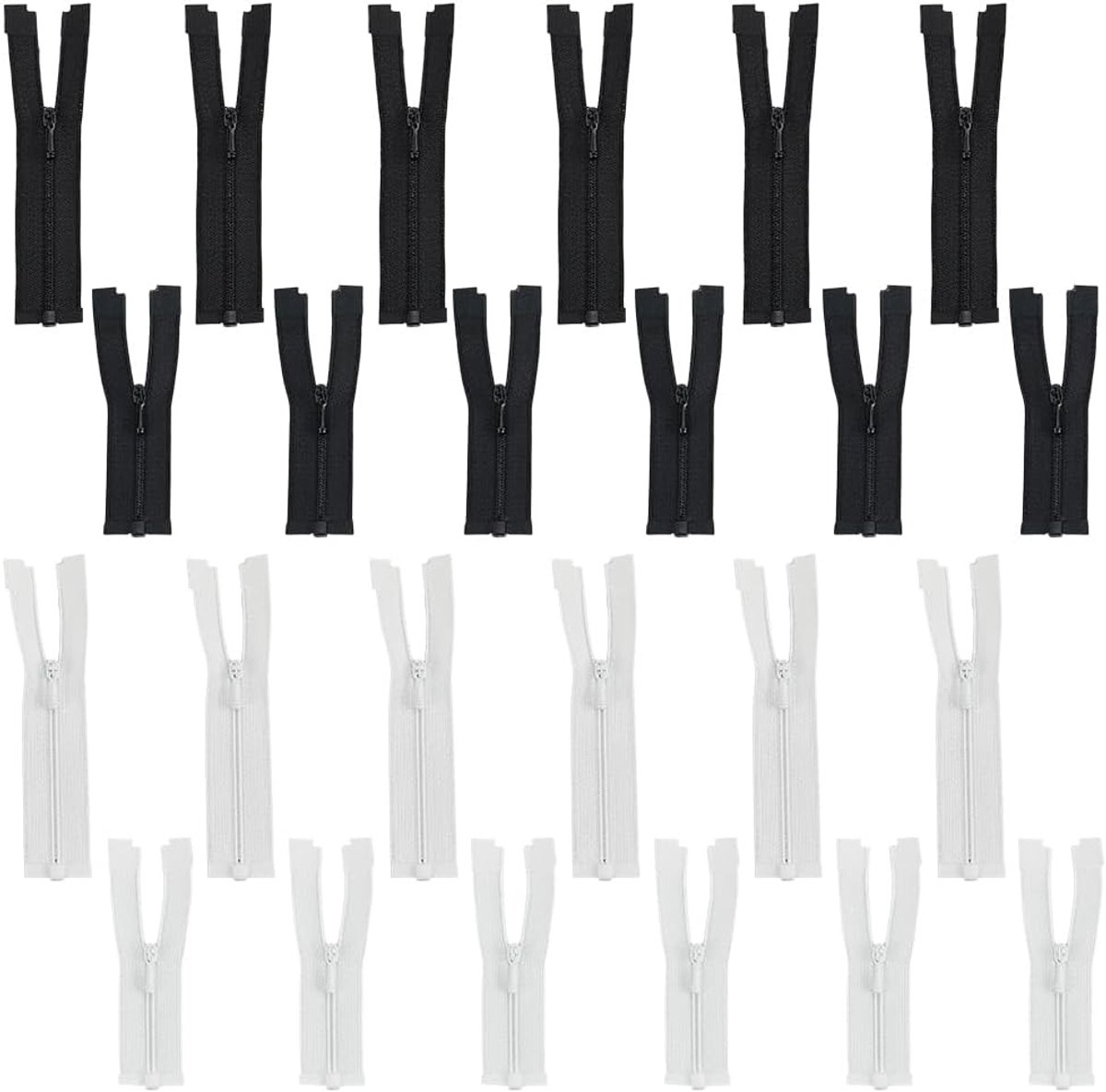 Mini Ritsen Set - Kleine Sluitingen - Poppenkleding Naaien - 2 Maten 4 Stijlen - 85 en 105mm - Zwart Wit