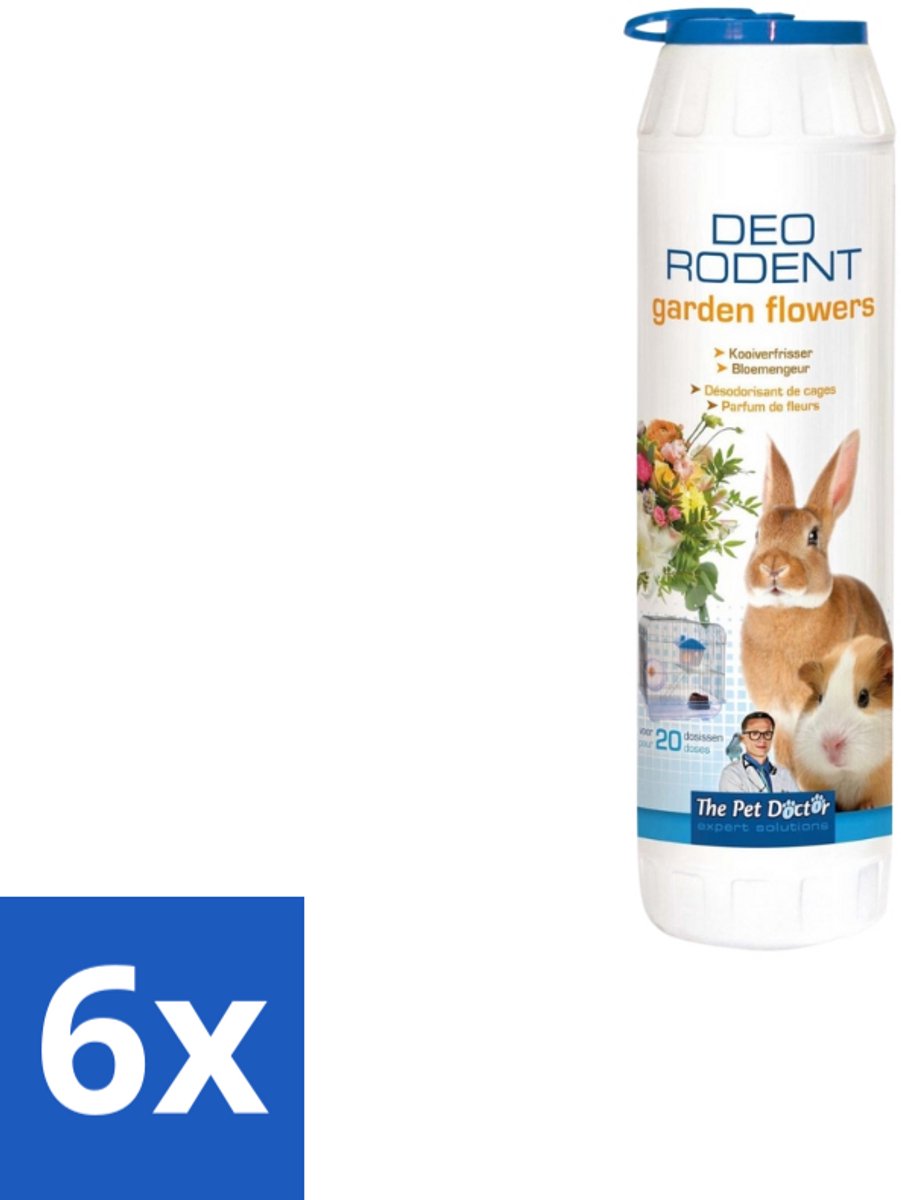The Pet Doctor – Kooiverfrisser – Deo Rodent - Garden Flowers – 750 g - Voordeelverpakking - 6 stuks