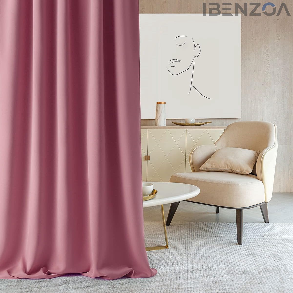 Ibenzoa Gordijn - Roze - 140x280 cm - Stof