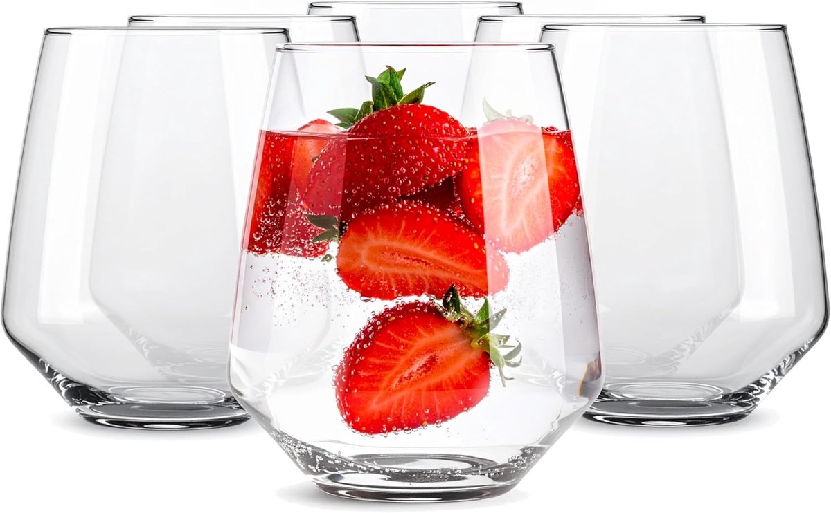 Drinkglazen Set - Waterglazen Longdrinkglazen - Dagelijks Gebruik - Vaatwasserbestendig - 420 ml - Transparant