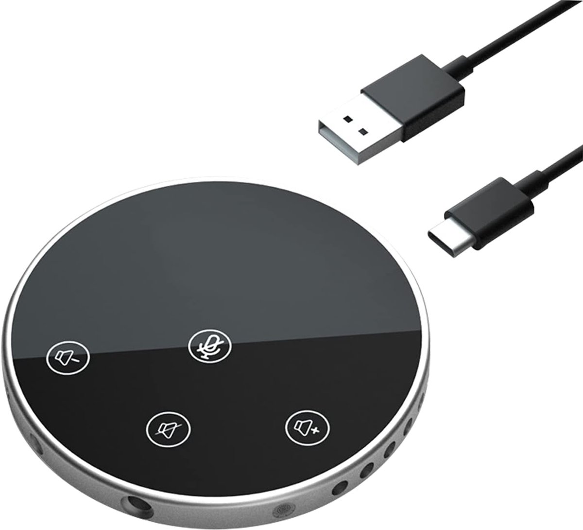 Conferentie Microfoon - Speakerphone PC - Online Vergaderingen - 360 Graden Opname - Compact Formaat - Zwart
