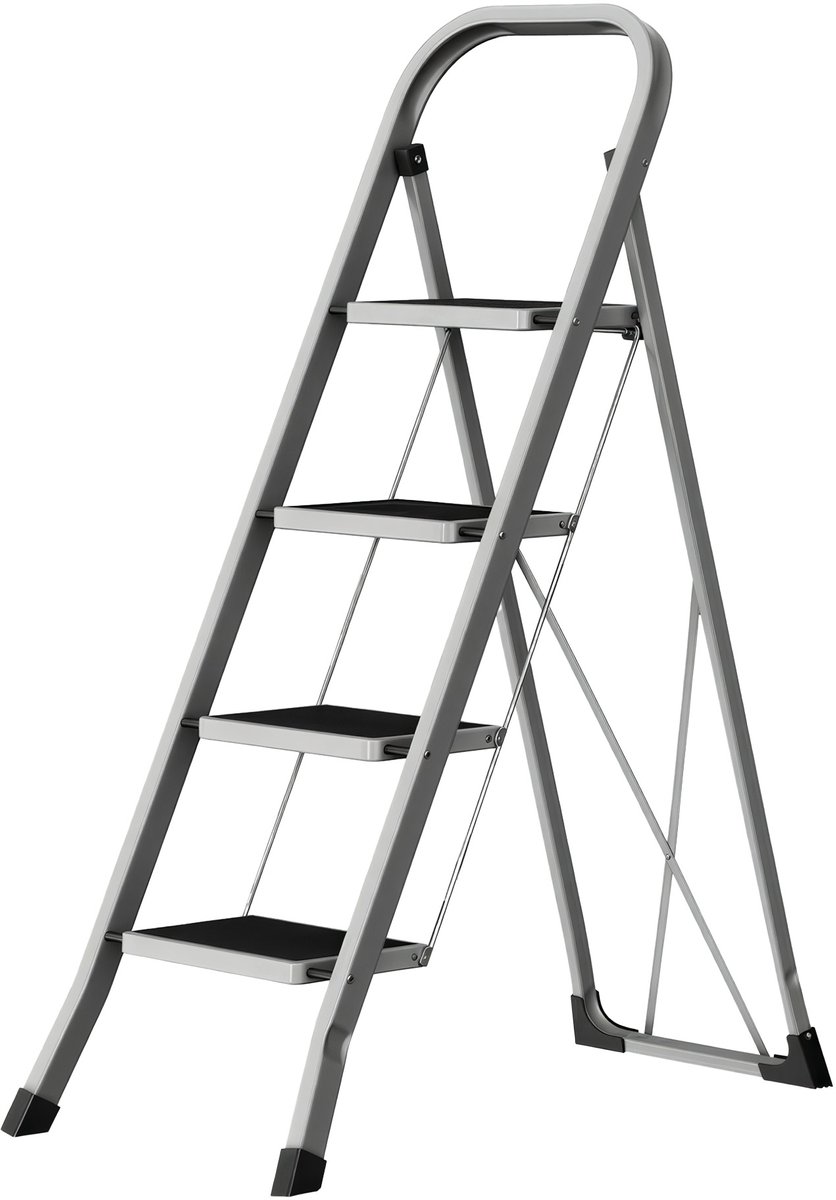 SONGMICS - Ladder - Trapladder met 4 Treden - Opvouwbaar - Draagvermogen tot 150 kg