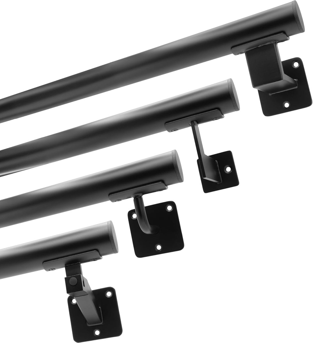 Trapleuning Set - Metaal Reling - Veilig Traplopen - Roestvrij Buiten Gebruik - 200 cm Lengte - Zwart