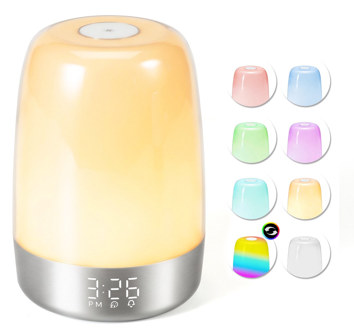 Bol.com YONO Wake Up Light - Lichtwekker - Digitale Wekker met Lamp - Natuurgeluiden - Slaapkamer - Snooze Functie - Zilver aanbieding