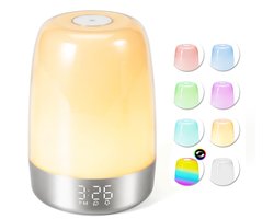 YONO Wake Up Light - Lichtwekker - Digitale Wekker met Lamp - Natuurgeluiden - Slaapkamer - Snooze Functie - Zilver