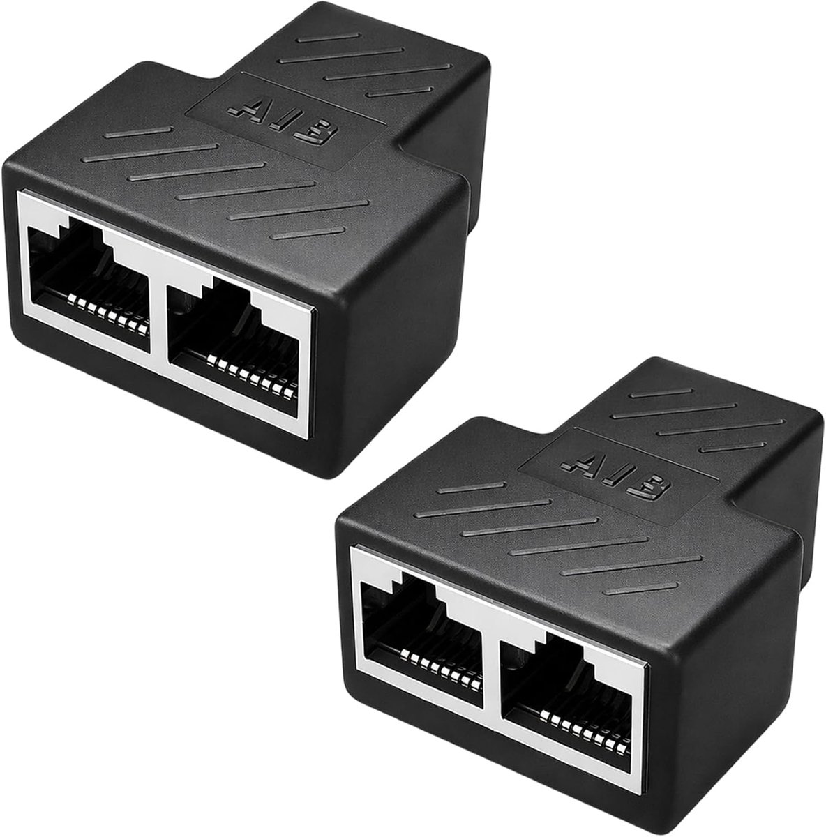 LAN-kabelsplitter - Ethernet Verdeler - Netwerk Uitbreiding - 2 Poorten Aansluiting - Compact Formaat - Zwart