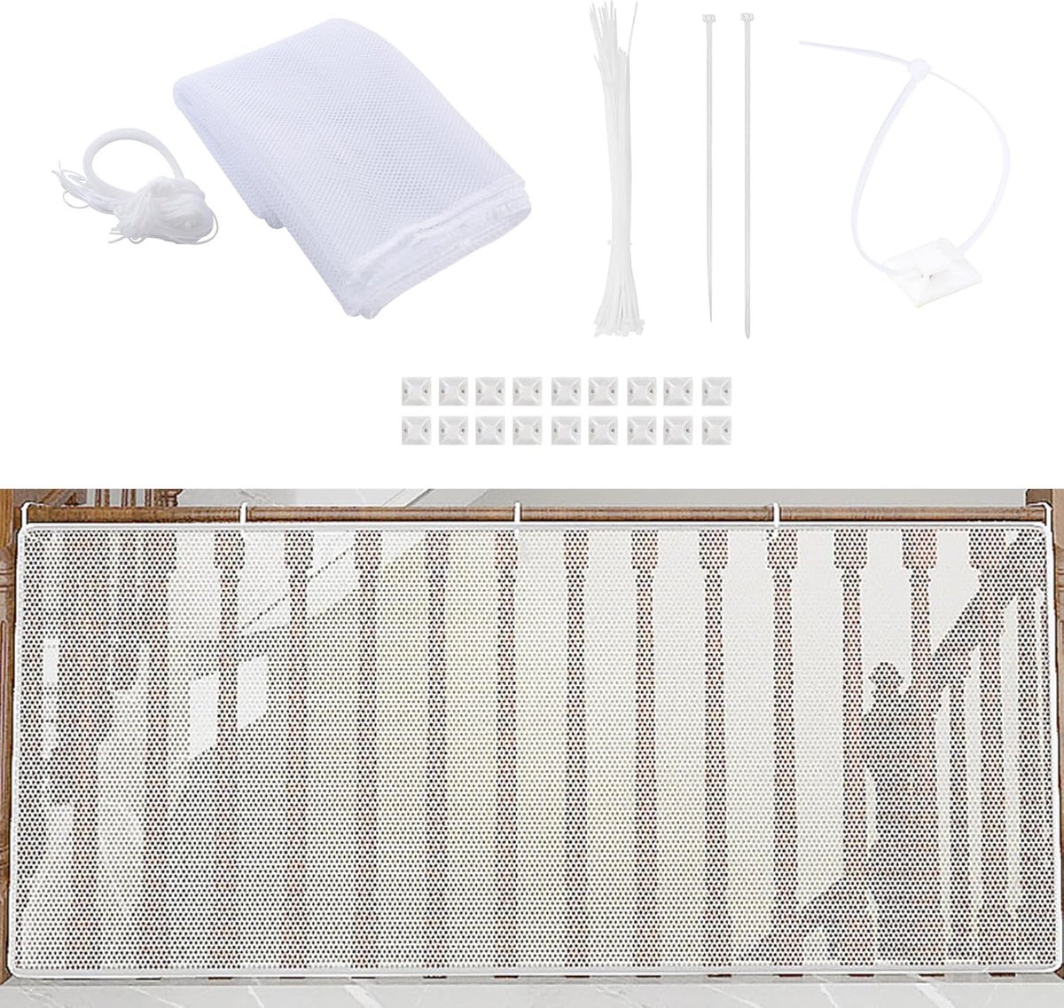 Veiligheidsnet - Trapleuning bekleding - Kinderen beschermen - Robuust polyester - 3 meter - Wit