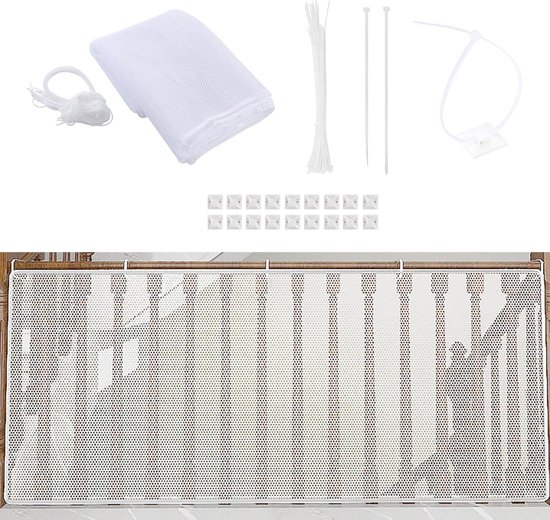 Veiligheidsnet - Trapleuning bekleding - Kinderen beschermen - Robuust polyester - 3 meter - Wit