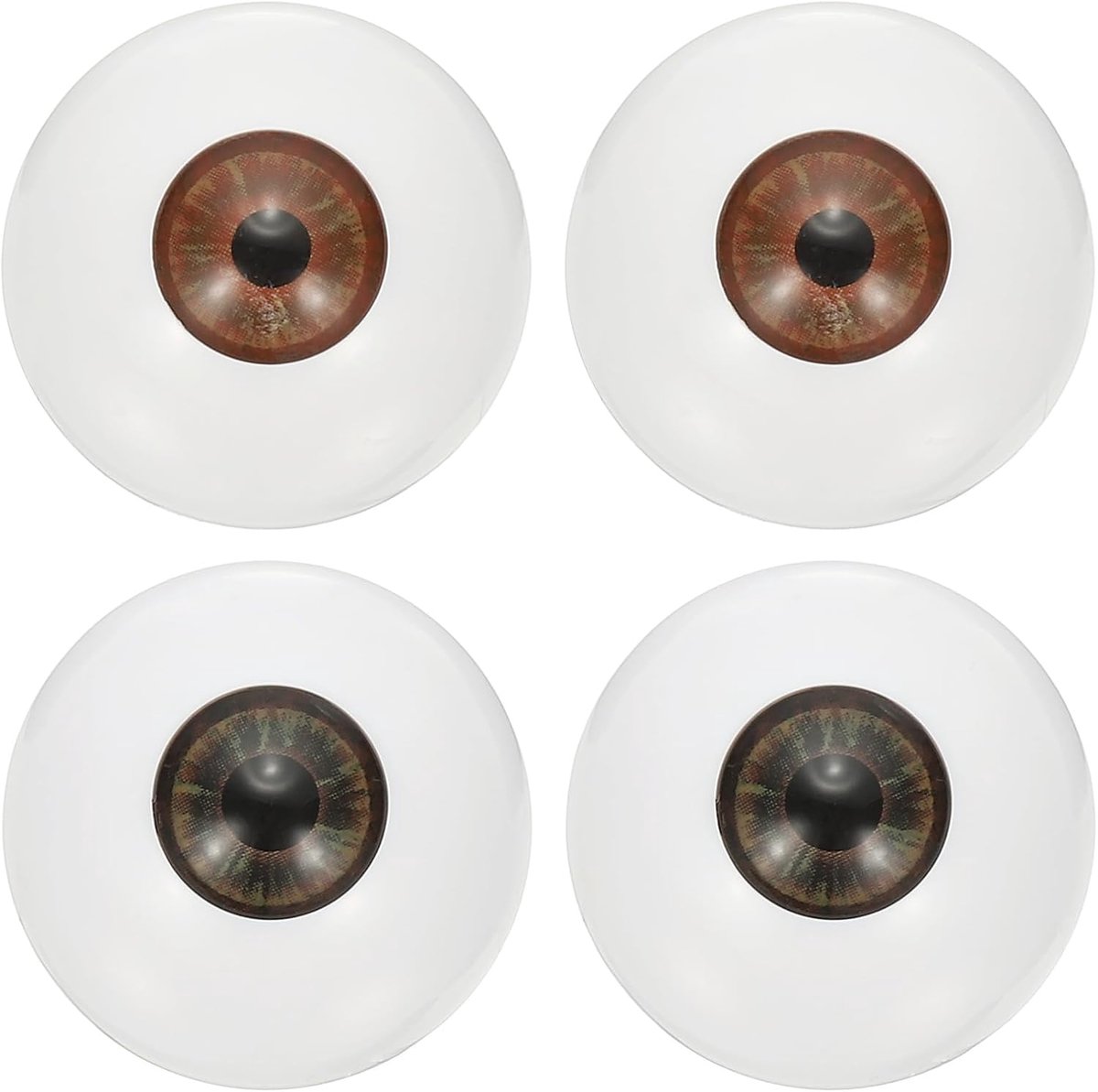 Killogood Veiligheidsoogjes van 30 mm - 2 paar realistische acryl oogbollen - plastic halve oogbollen - geschikt voor maskers - Halloween-rekwisieten en knutselwerkjes (roodbruin - geelbruin).