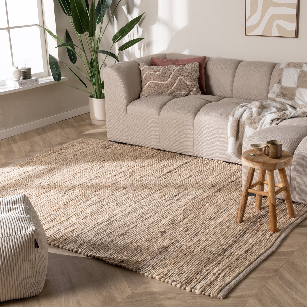 NATURL. Wollen vloerkleed - Feline Taupe/Gemeleerd - 200x290cm