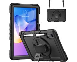 Hoes met ingebouwde Screenprotector Geschikt voor Xiaomi Redmi Pad 2 | Inclusief 360° Draaibare Handriem en Schouderriem | Extreme bescherming | Ideaal voor zakelijk gebruik | Zwart