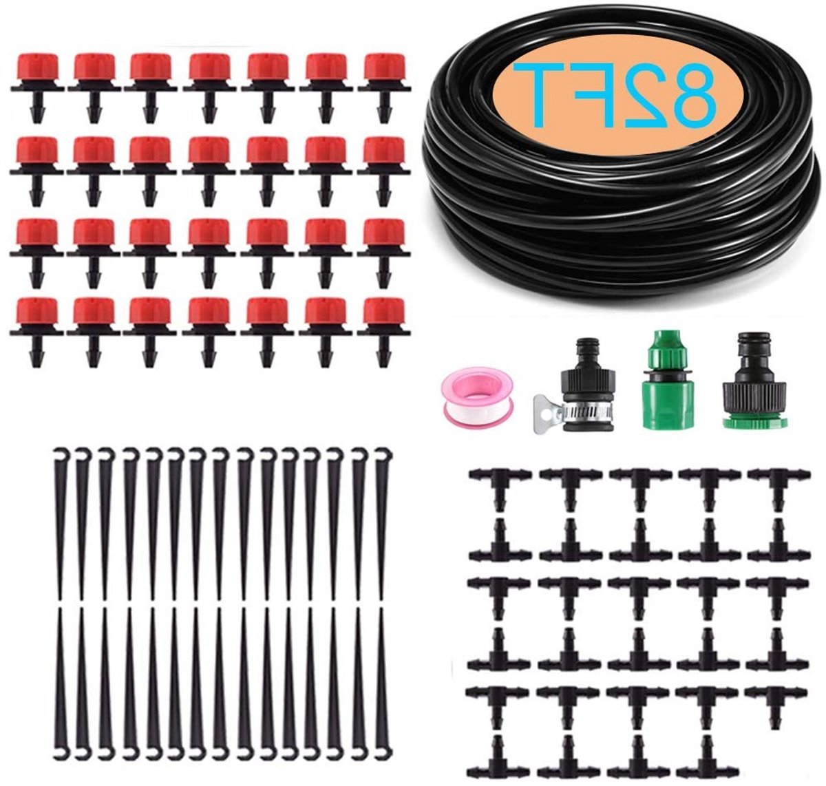 Efficiënt Drip Irrigation Systeem voor Tuin en Gewassen - Compleet Irrigatie Kit met Druppelslang en Accessoires