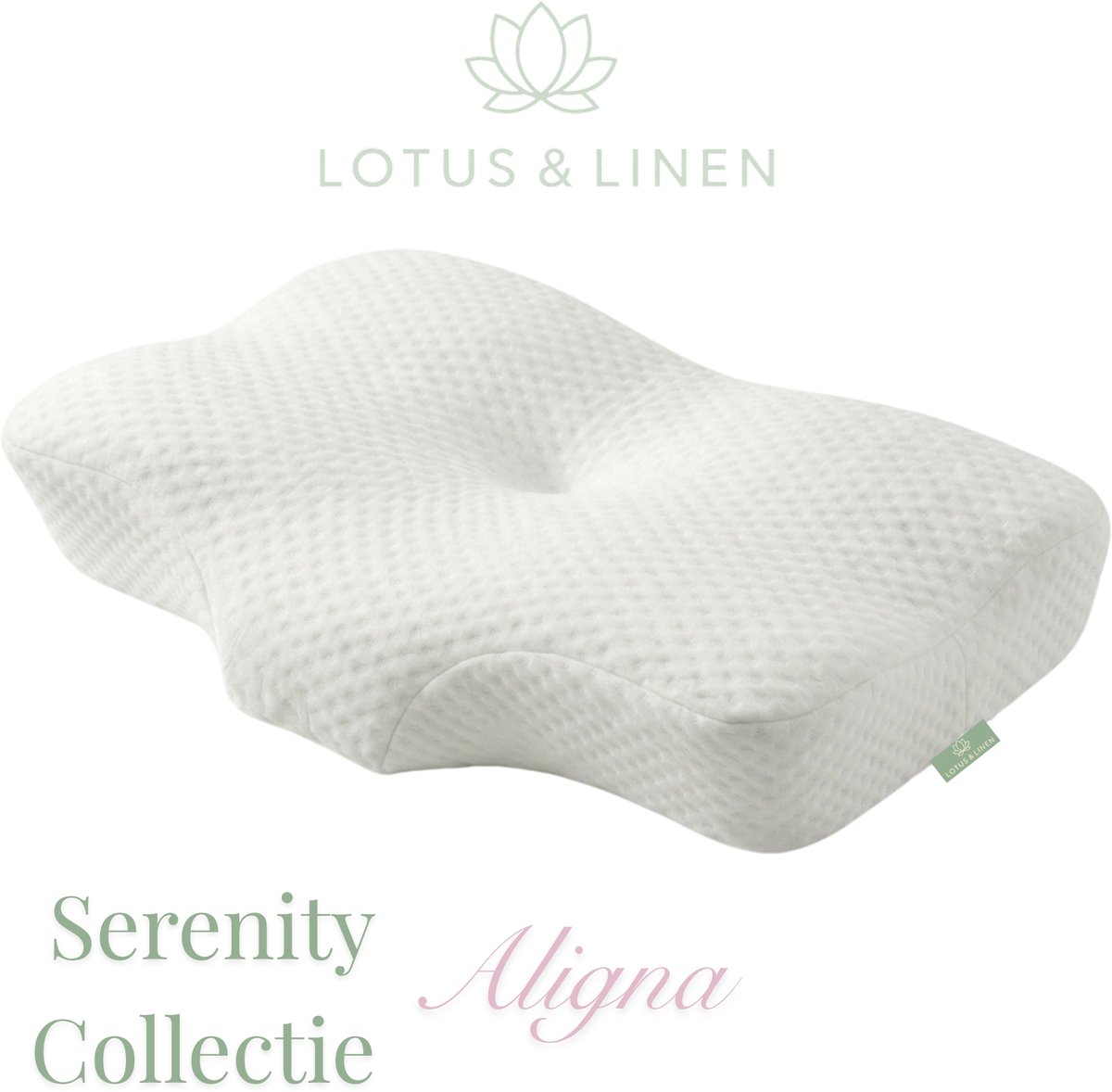 Lotus & Linen Serenity Collectie - Aligna Cervicaal Traagschuim Hoofdkussen - Ergonomisch - Orthopedisch - Anti Nekklachten - Antiallergisch Tencel Hoes - Premium Memory Foam Pillow - 57x40x11 cm