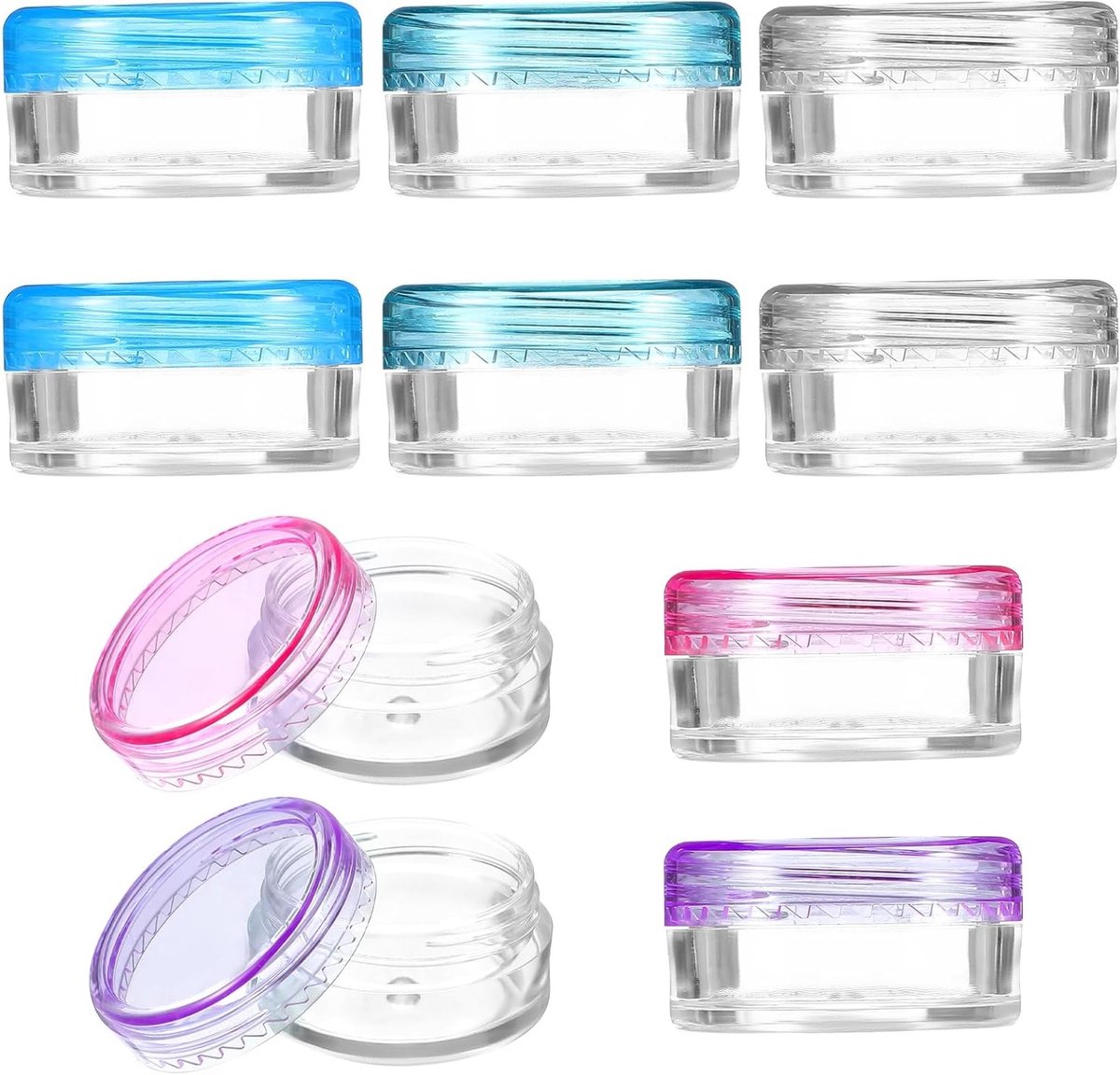 10 Stuks Lege Sample Containers met Deksel, 5g Herbruikbare Cosmetische Potjes, Dichtbij en Lekvrije Opslag voor Crème en Make-up