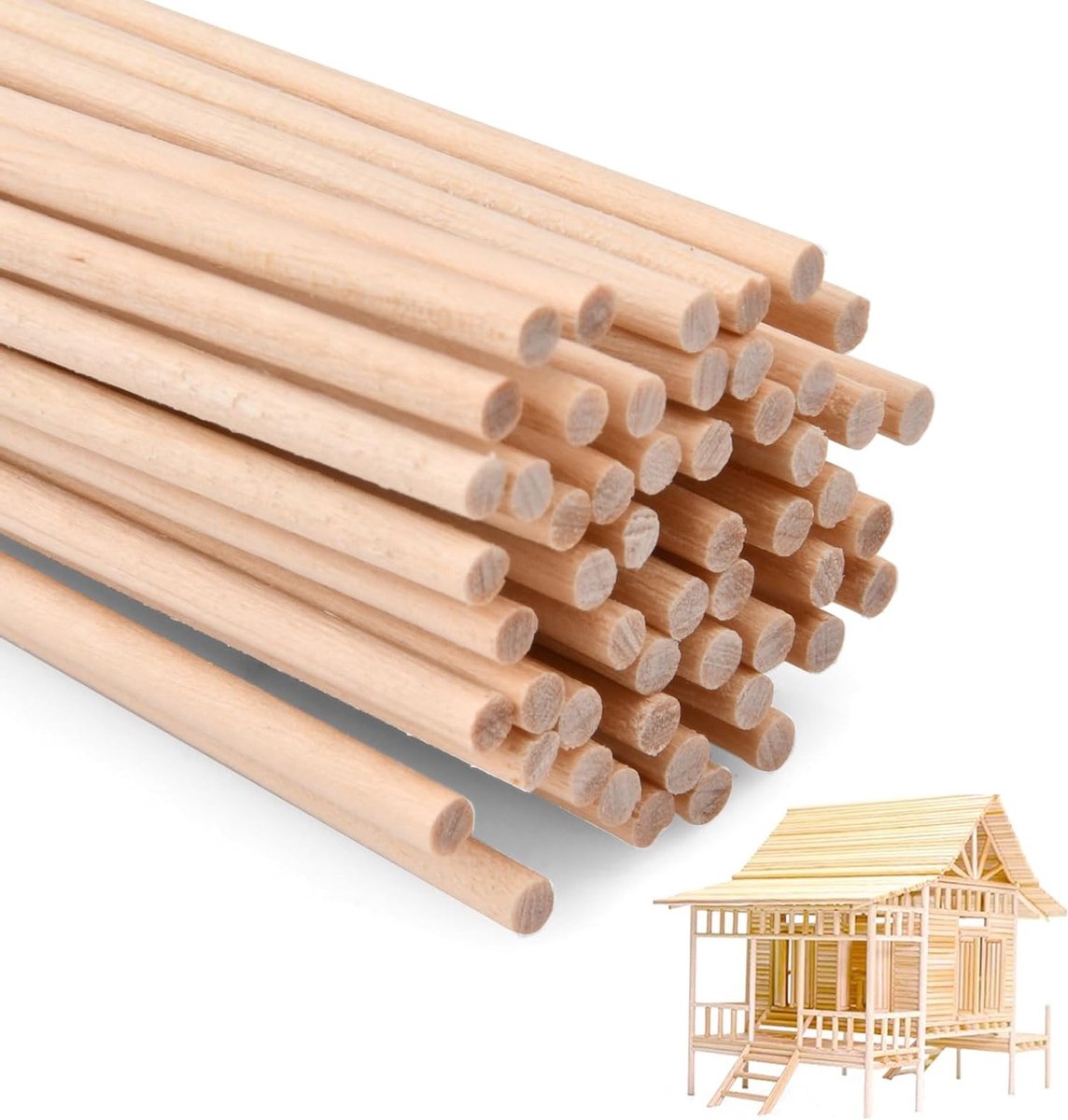 Balsa hout stokken voor knutselprojecten en creatief gebruik, 3mm x 30cm houten latten, ideaal voor modelbouw en DIY projecten