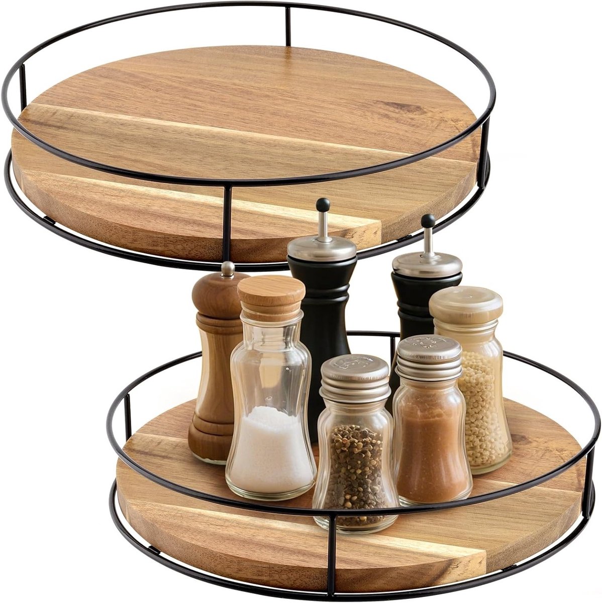 Ronde Houten Draaischijf 25 cm - 360° Rotating Plate voor Keuken, Specerijen en Organisatie in Kasten