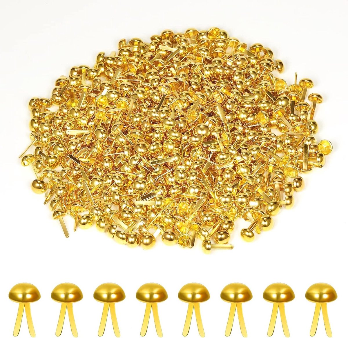 600 Stuks Papieren Bevestigingsmiddelen Brads - Gouden Ronde Kop voor Ambachten en Scrapbooking