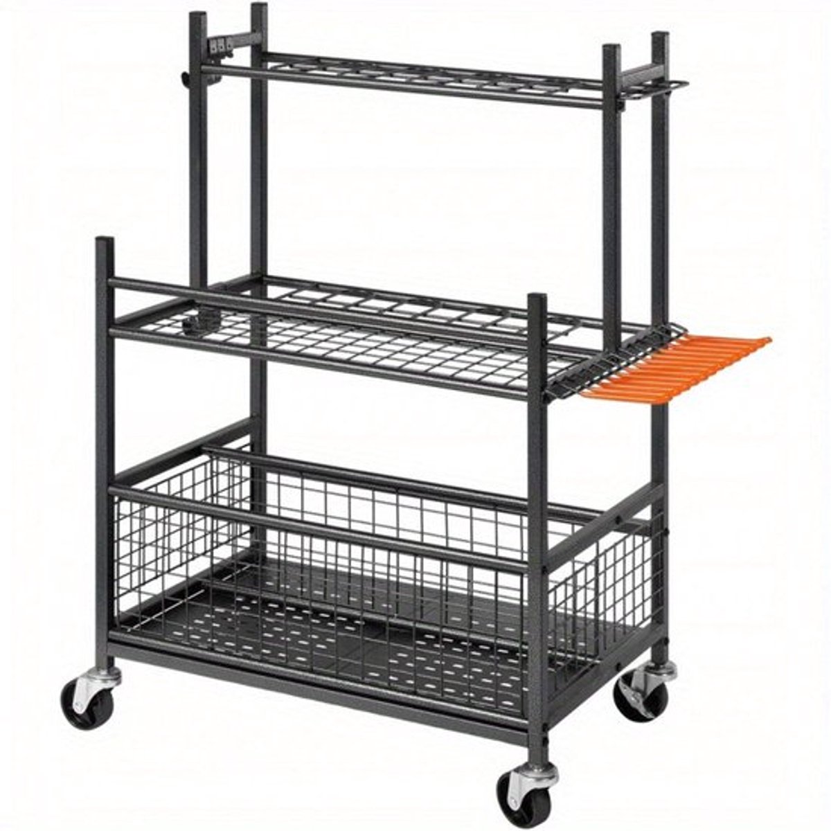 Tuingereedschap Organizer – Gereedschaphouder – Tuinopberger – Tuinrek – Metalen Organizer – Koolstofstaal – Met Wielen