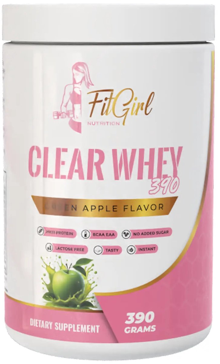 FitGirl Clear Whey – Green Apple – 390g – Clear Whey Isolate – 13 doseringen – Nutriworld