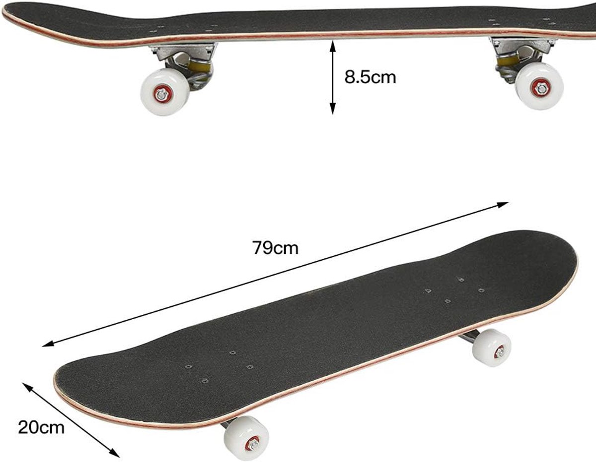 Skateboard Kinderen Beginners Board Straat Gebruik 7 Laags Esdoorn Hout 79 x 20 x 8.5cm