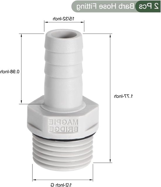 Set van 2 Barb Hose Fittings - PVC Barbed Wire Air Hose Connectors Adapters - Ideaal voor Transporteren van Water - Grijs - 12mm of 15/32" Barbed Wire x 1/2" G Male van Merkloos	 — afbeelding 5