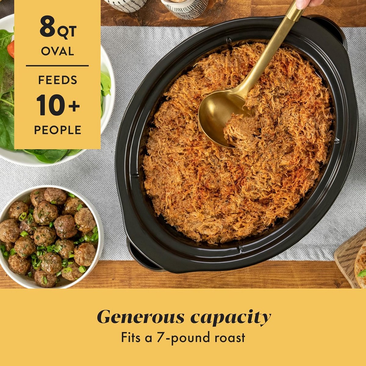 Grote 8 liter programmeerbare slowcooker met automatische warmhoudfunctie en kookboek – foto 6