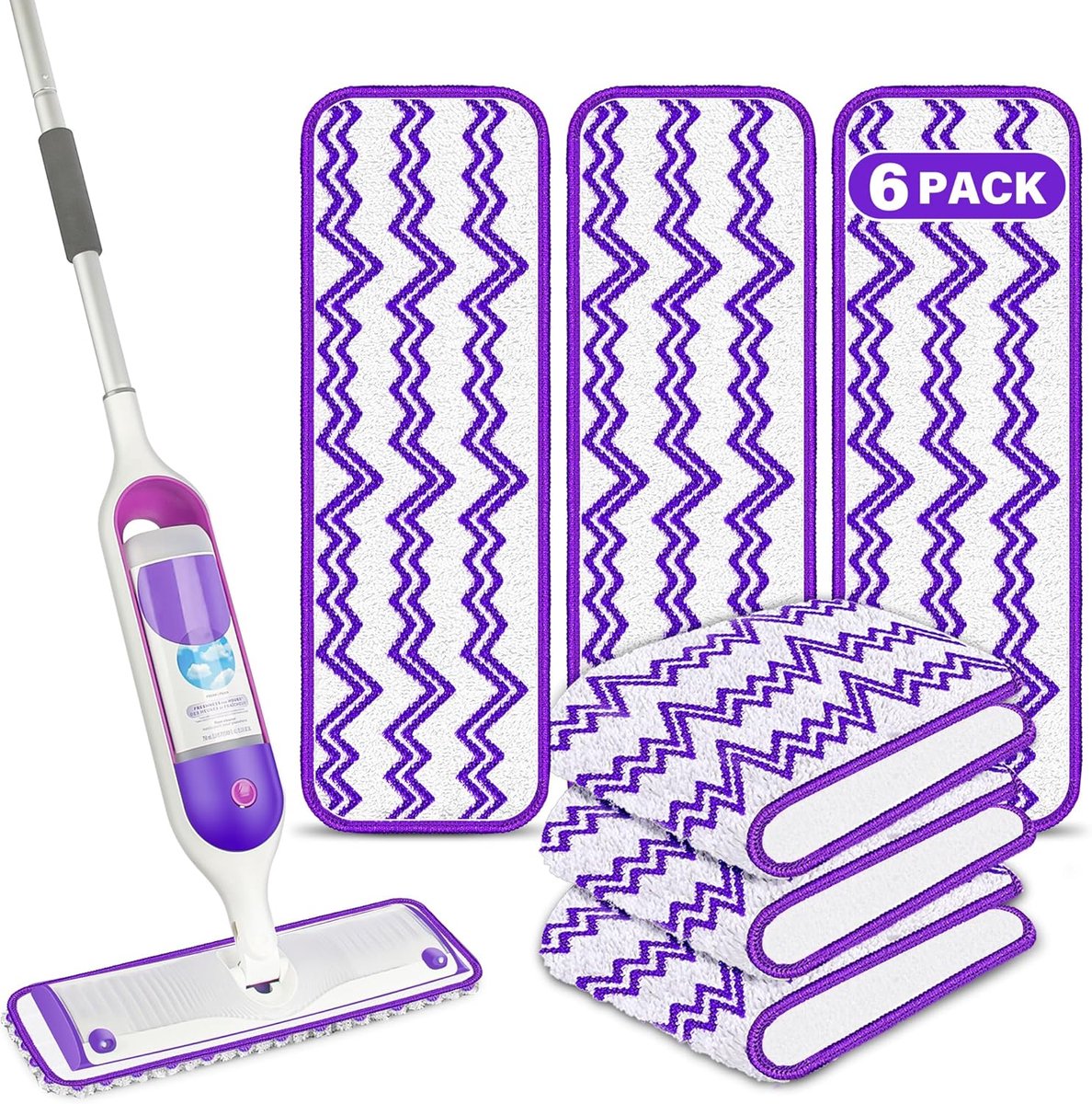 6 Stuks Herbruikbare Microvezel Dweilpads voor Plaveien en Hardhouten Vloeren