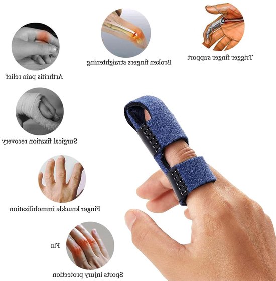 Set van 2 Verstelbare Vinger Splints voor Breuk en Trigger Finger, Wasbare Ondersteuning voor Artritis en Vingerblessures — afbeelding 4