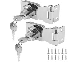 2 Stuks Meubelslot - Brievenbusslot - Veiligheidskastslot - Kofferslot - Slot Met Sleutel - Hangslot Met Sleutel - 2,5 Inch Metalen Veiligheidsgrendels - 2 Sleutels-Veiligheidsslot Met Sleutels - Geschikt Voor Kleine Deuren En Kastjes - Zilver