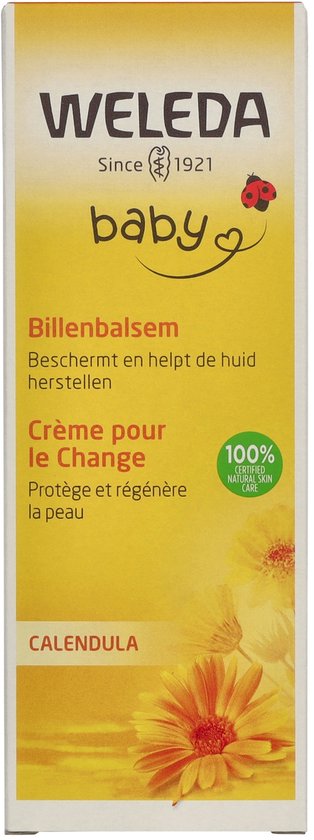 Weleda baby billenbalsem, creme pour le change. Calendula. 100% gecertificeerde natuurlijke huidverzorging.