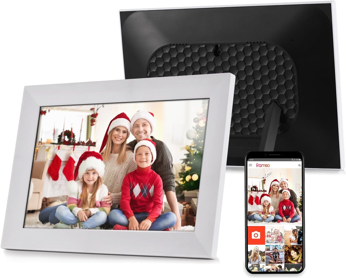 Digitale Fotolijst - Wifi Fotolijst - Foto's Delen - 10.1 Inch Touchscreen - 12 GB Geheugen - Wit