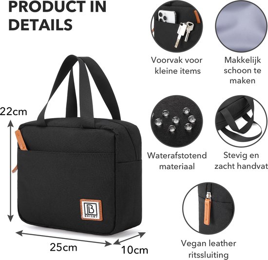Brisby 4 Laags Geïsoleerde Koeltas - Lunchtas - Kolftas 4 liter - Zwart van Brisby — afbeelding 4