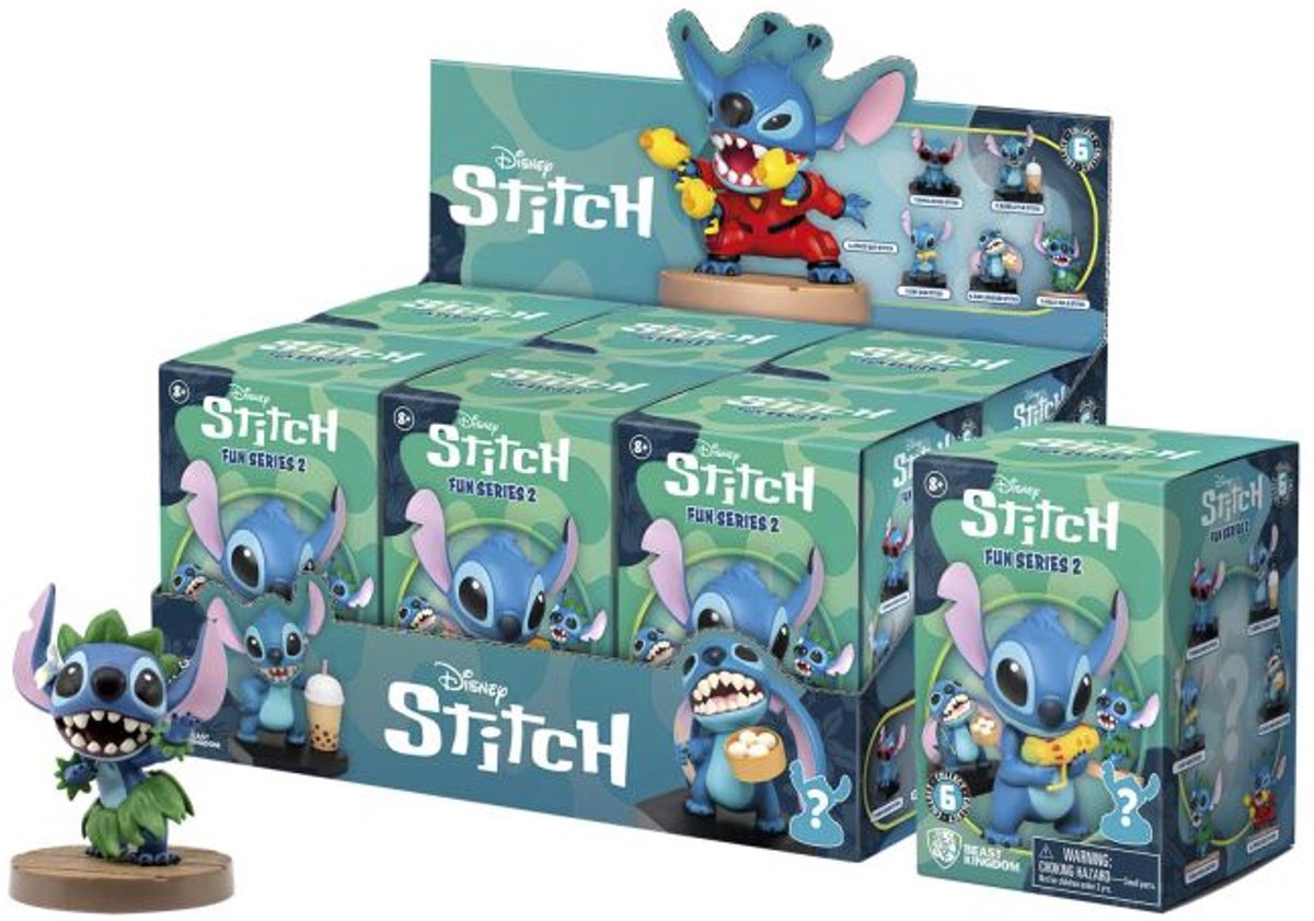 Yume Toys Stitch Verzamelbare Figuur Held 6 Modellen Willekeurige Verzending Geassorteerd Blauw