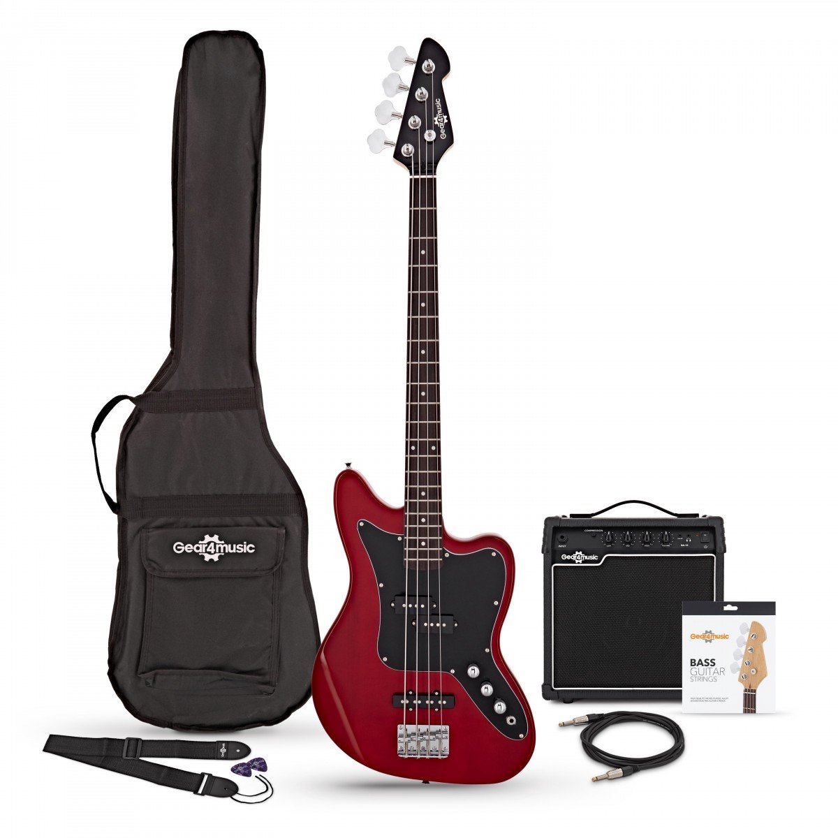 Seattle Basgitaar + 15 W Versterkerpakket, Red Wine