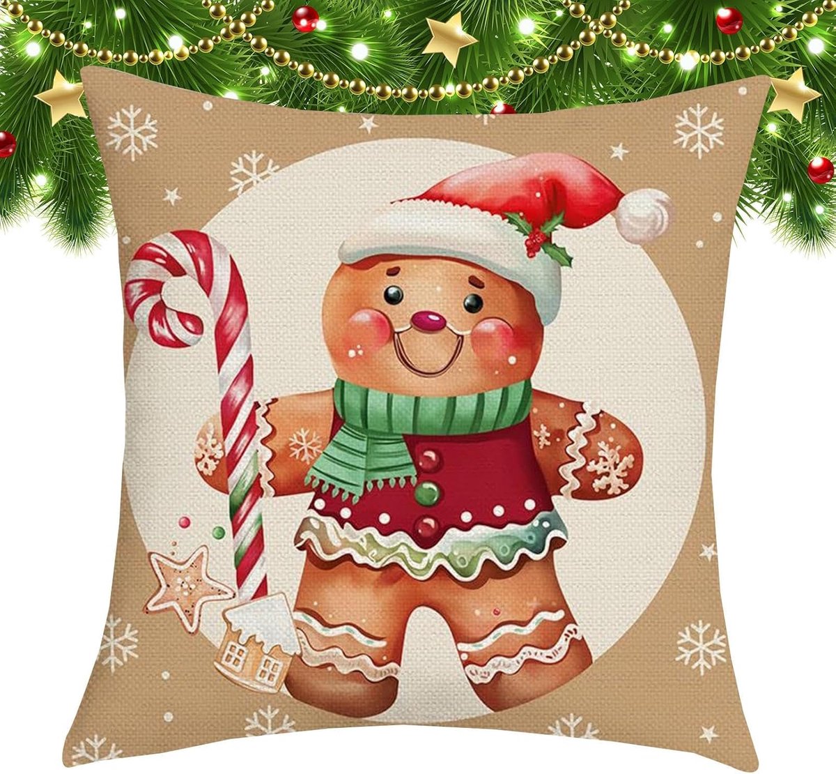 Kerstmis Kussensloop - Feestelijke Hoes - Woonkamer Decoratie - Duurzaam Linnen Materiaal 