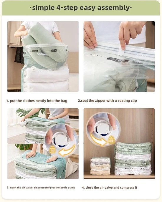Vacuüm Opbergzakken - Compressie Tas - Kleding Opslag - Driedimensionaal Ontwerp - 80x100x38cm — afbeelding 2