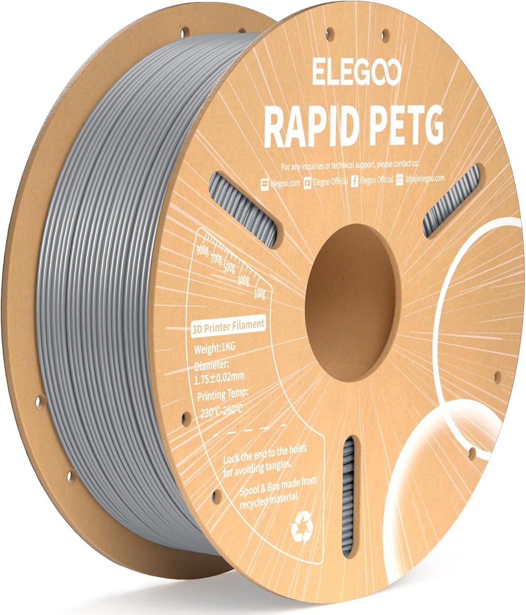 3D Print Filament - PETG Materiaal - Modelbouw - Hoge Sterkte - 1 kg - Zilver