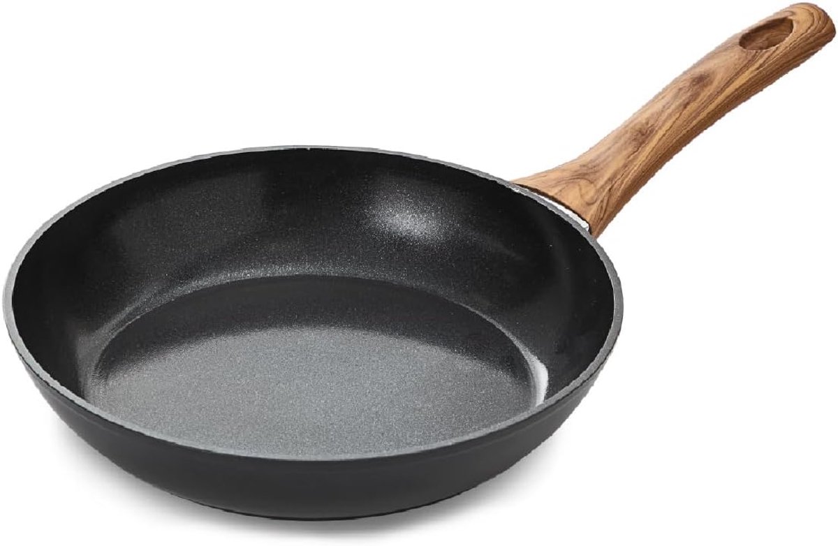 Koekenpan - Koekenpan met anti-aanbaklaag - Snel en gezond koken - PFAS-vrije keramische coating - 24 cm diameter - Zwart graniet