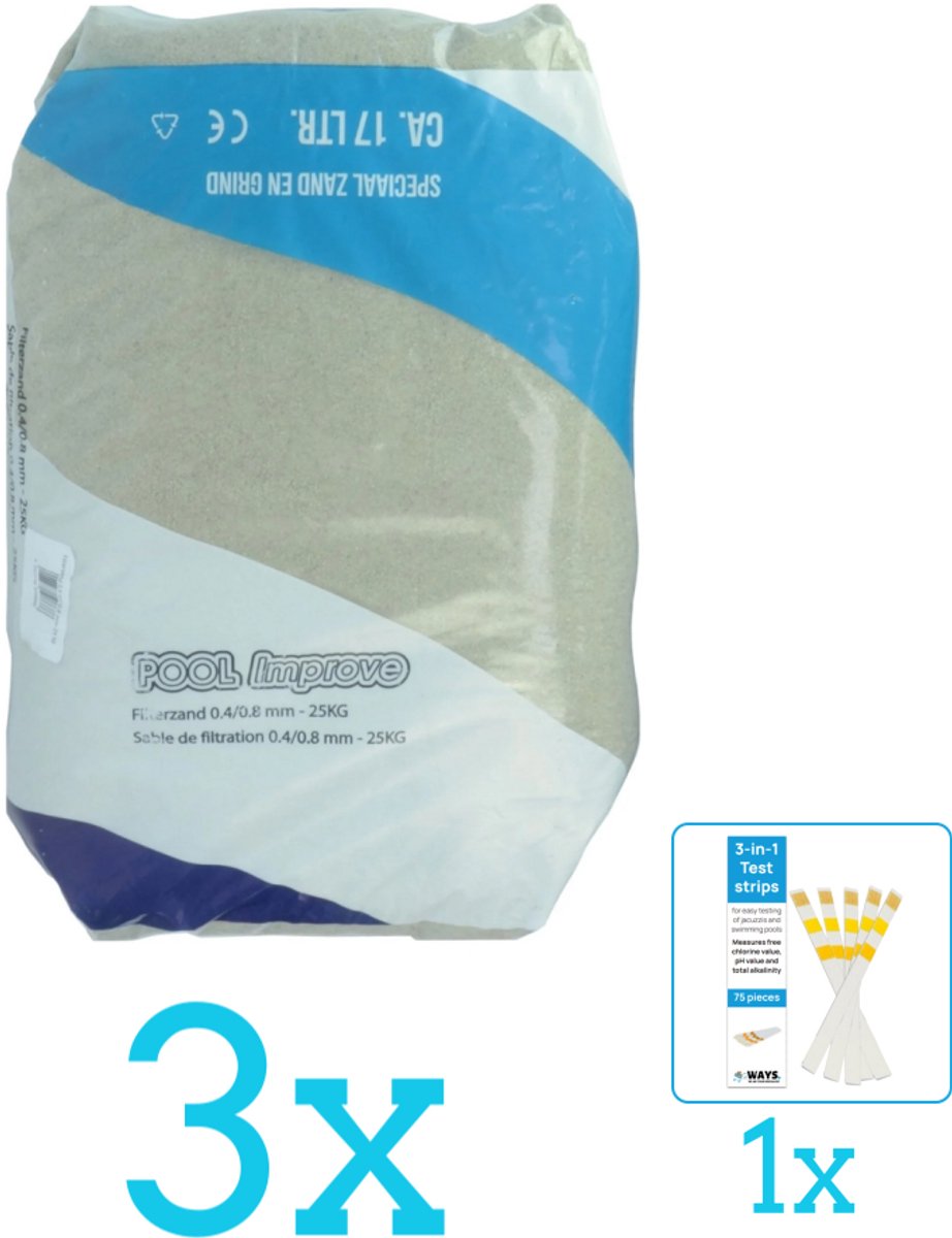 Pool Improve - Summer Fun Filterzand - 25 kg - Volumebundel - Filterzand - 3-delig