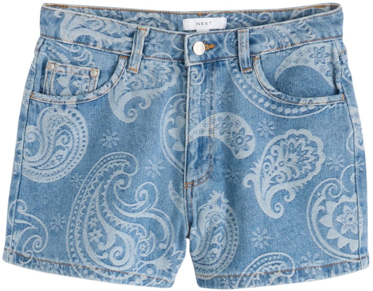 Next - Dames - Mom short met hoge taille - Blauw