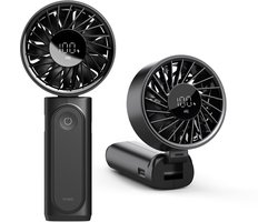 FlinQ Handventilator VoltAir - Draagbare Ventilator - Mini Fan Oplaadbaar - Kleine Portable Ventilator met USB - Draadloze Tafelventilator - Zwart