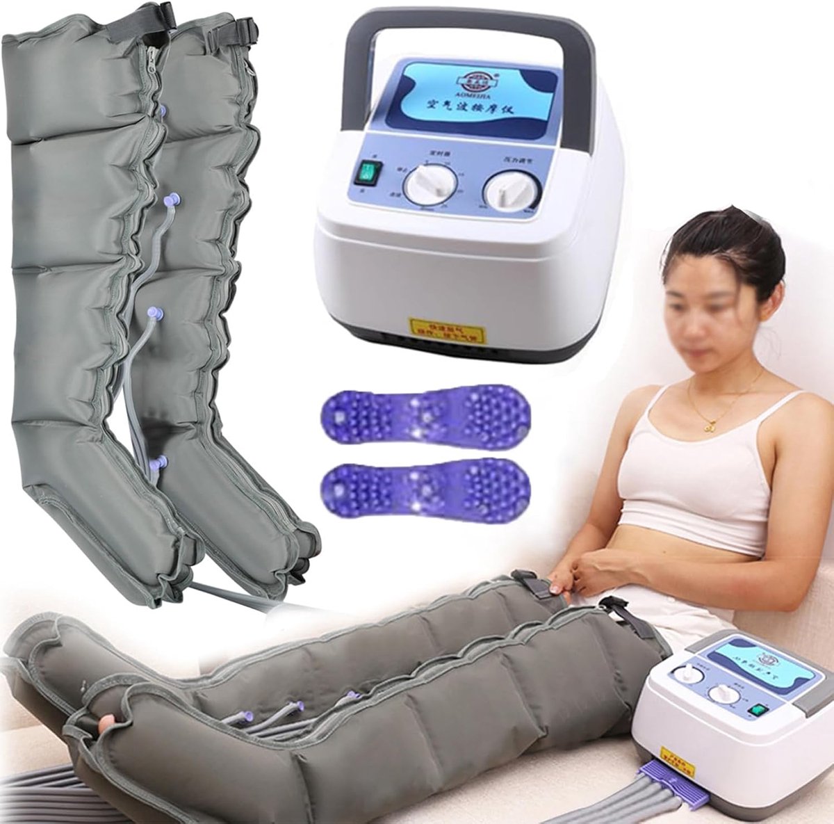Luchtcompressie Laarzen - Been Massageapparaat - Lymfedrainage Bevorderen - Vier Luchtkamers - 7kg Gewicht