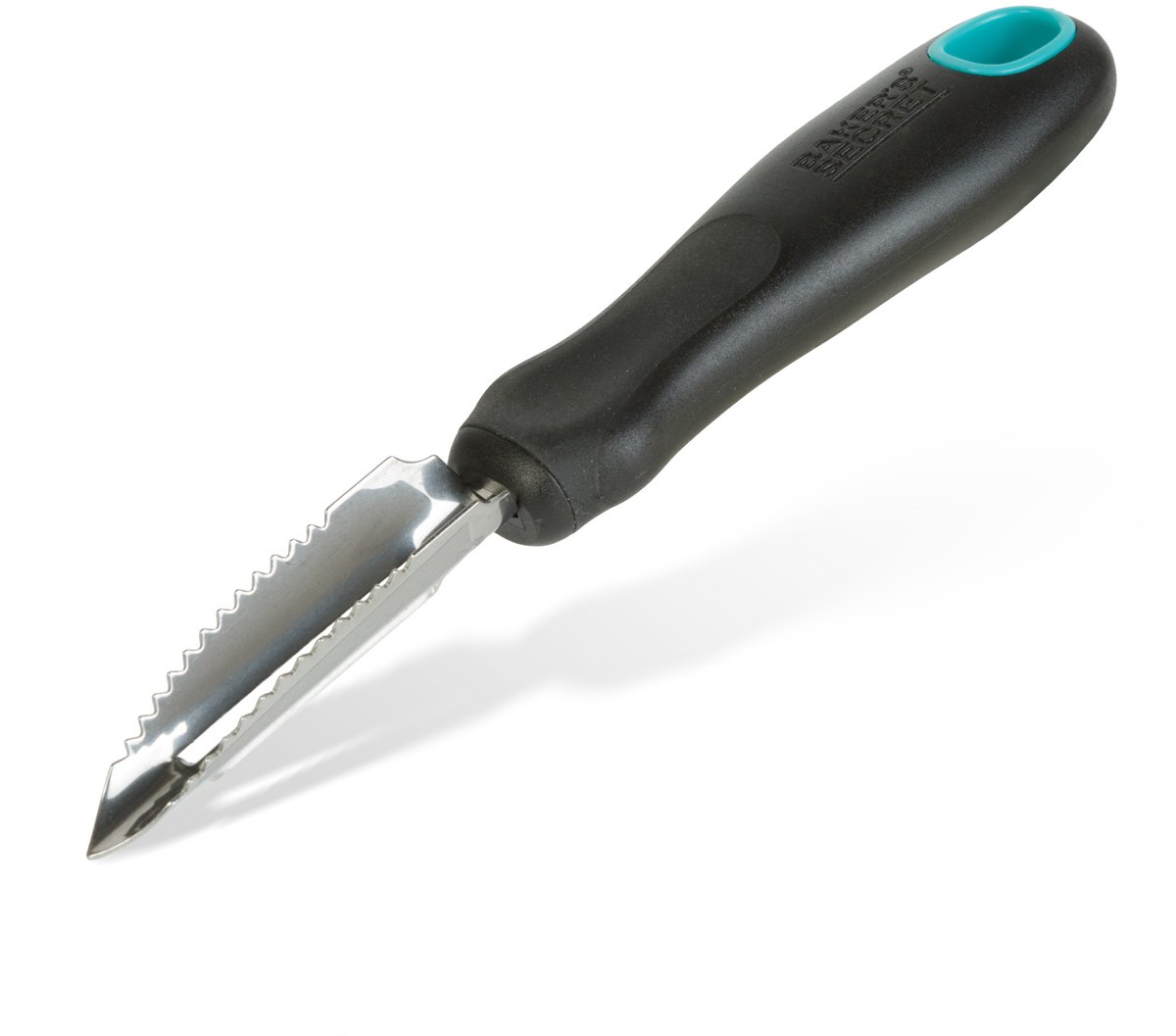 Dunschiller RVS - Groente- en Fruitschiller met Ergonomische Handgreep - Aardappelschiller van Roestvrij Staal - Keukenschiller met Recht Mes - Antislip Peeler - Zwart/Inox - 18,7 cm [BS40754]