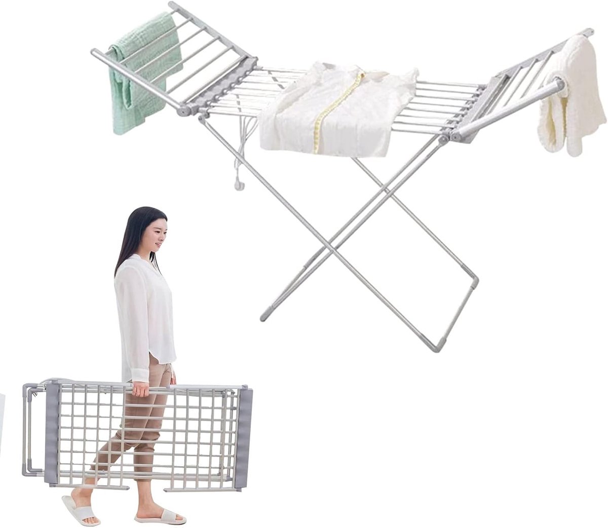 Verwarmd Kledingrek Opvouwbare Dryer Snel Was Drogen Energiezuinig Werken 146x50x98cm Uitgevouwen