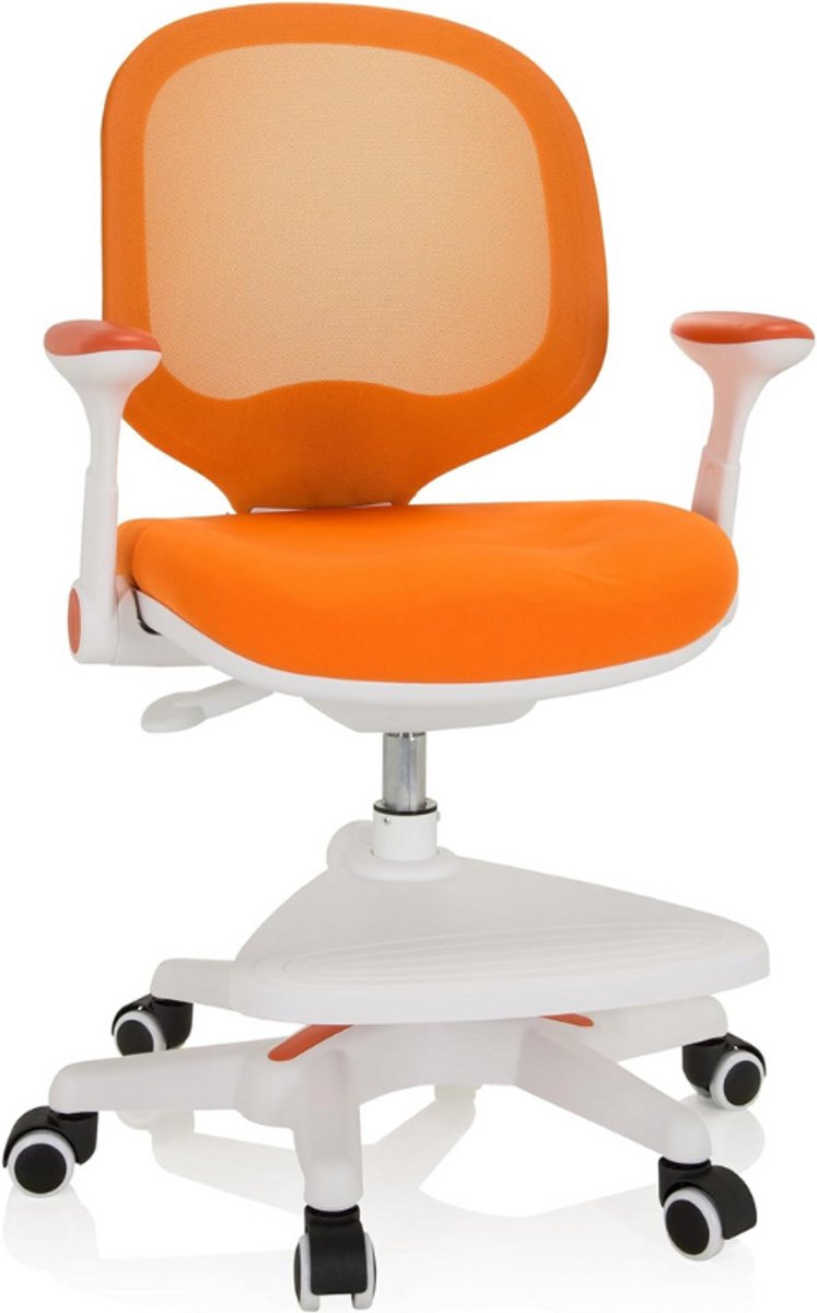 Ergonomische Kinder Bureaustoel Met Stof En Mesh Bekleding Verstelbare Draaistoel Oranje