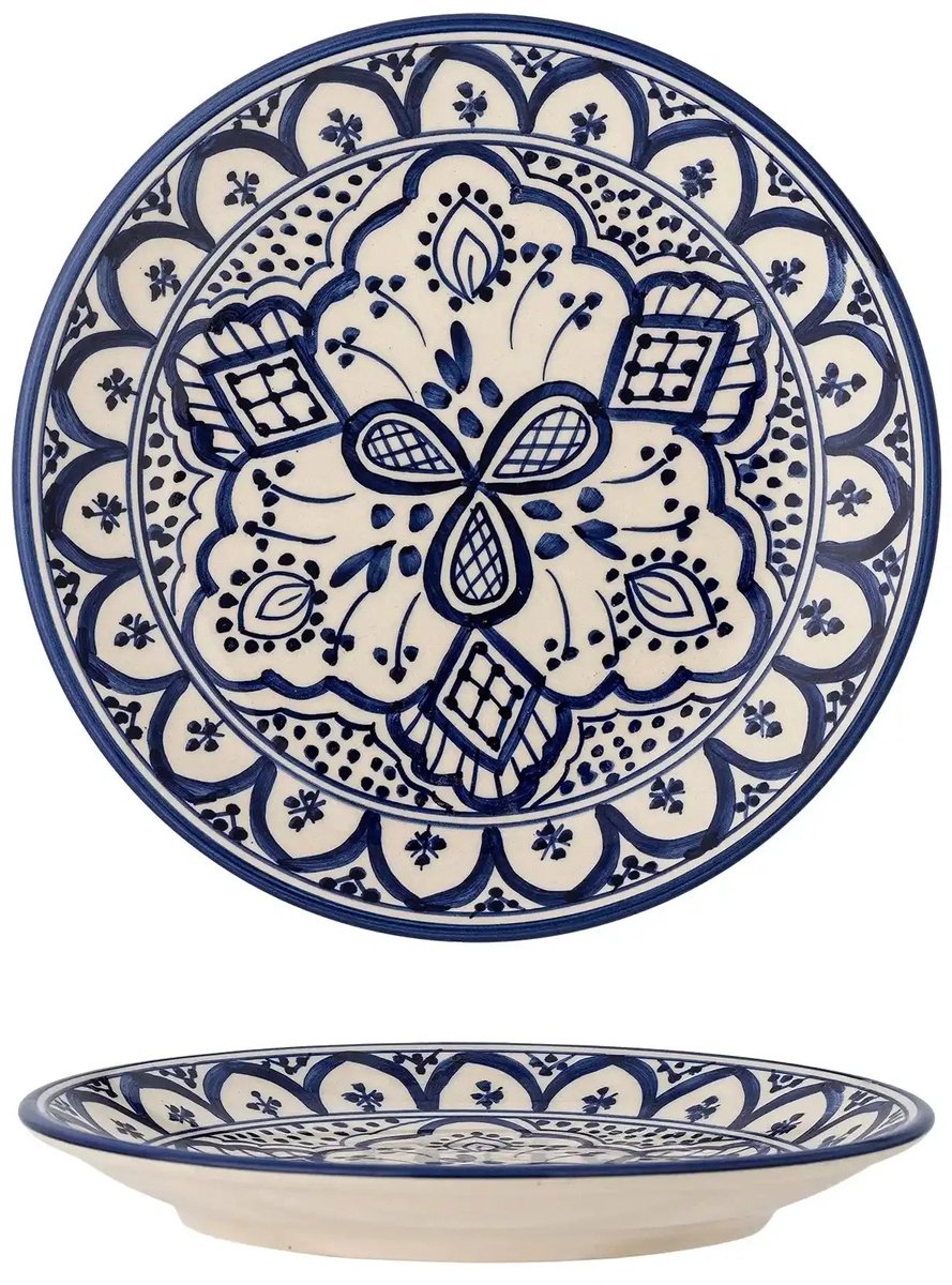 Bord aardewerk blauw Karlie 19cm
