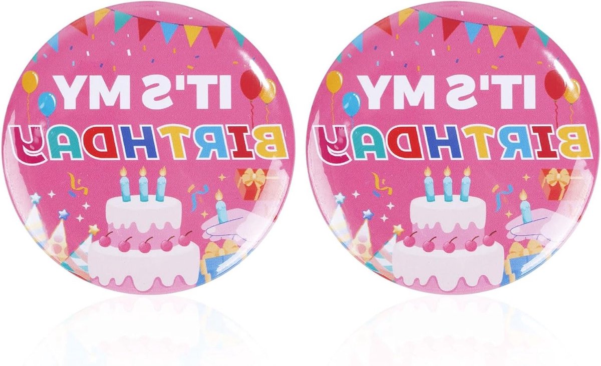 2Pcs Happy Birthday Pins, 2.3" "It's My Birthday" Badge voor Feestjes, Versieringen en Cadeaus voor Jongens en Meisjes