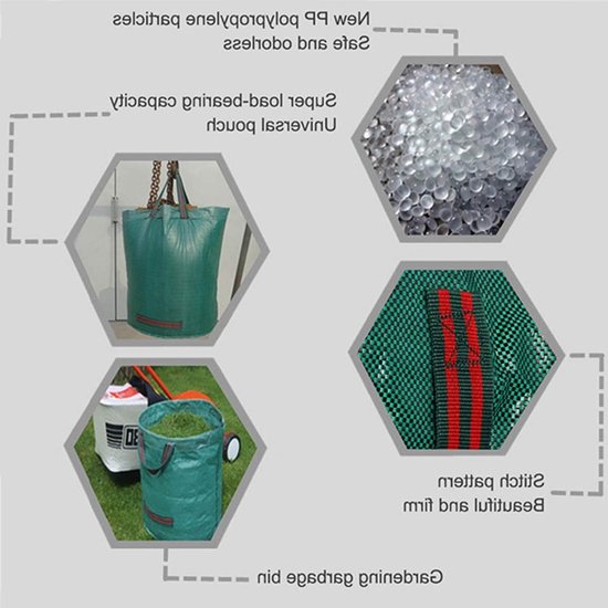 120L Heavy Duty Tuin Afvalzakken (H76cm, D45cm) en Tuinieren Handschoenen - Herbruikbare Vuilniszakken voor Tuin & Gras van Merkloos	 — afbeelding 3