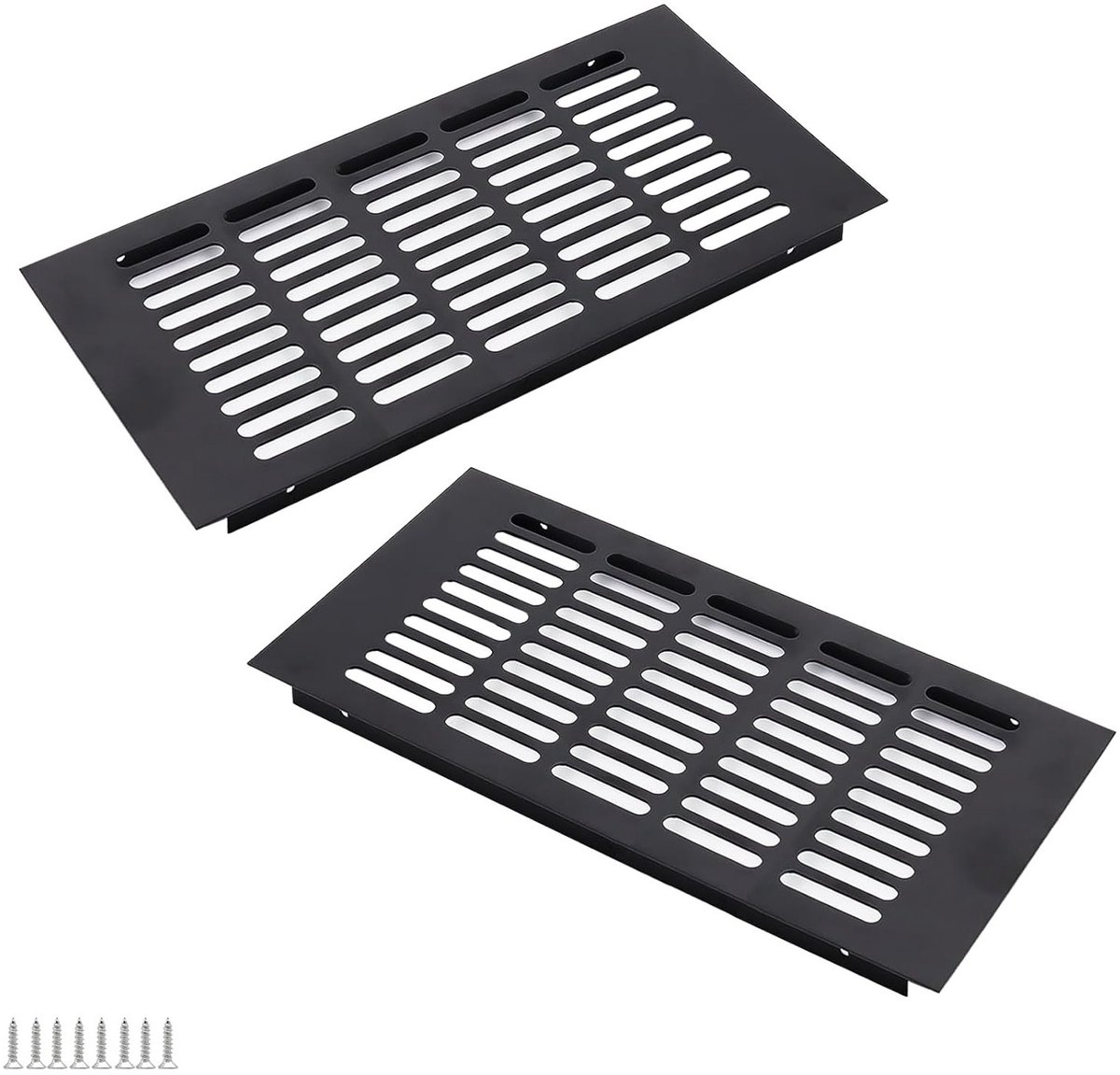Ventilatierooster 300 x 150 mm Zwart Vierkant voor Kasten, Slaapkamers en Deuren - Ideaal 